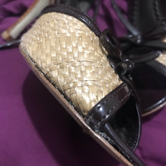 Straw opened toe mini high heel shoes - Picture 2 of 8